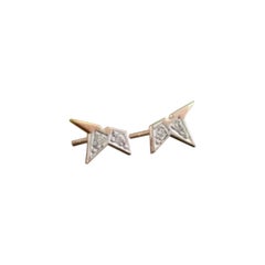 Pendientes de oro macizo de 14 quilates con diamantes naturales Pendiente media estrella Joyas de novia para ella