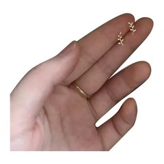 Boucles d'oreilles européennes en or massif 14K Boucles d'oreilles branches d'olivier Cadeau mignon et doux