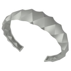 14 Karat White Rhombus Unisex Cuff Bracelet