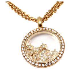 Chopard Happy Diamond Stars Moon Gold Pendant Necklace