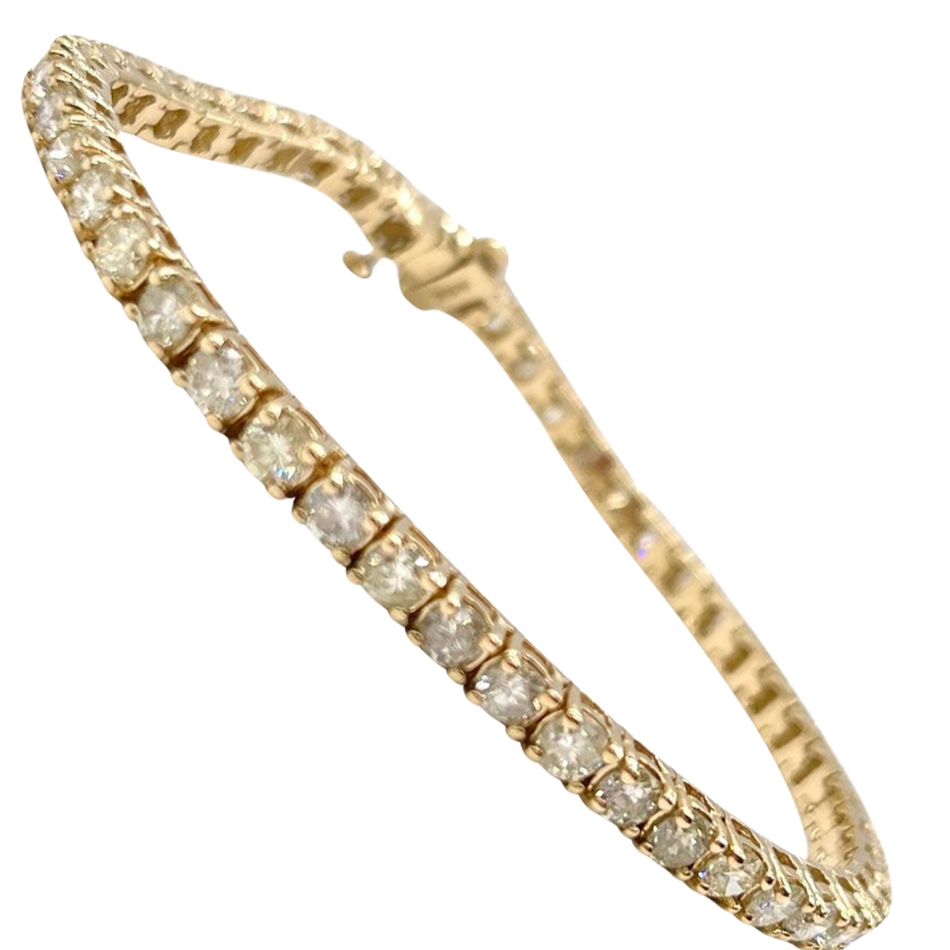 Bracciale tennis con diamanti naturali da 6,25 carati in oro giallo 14 carati da 7".
