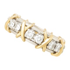 Tiffany & Co. Schlumberger Platinum Gold and Diamond Classic X Band Ring (bague en X classique en platine et diamants)