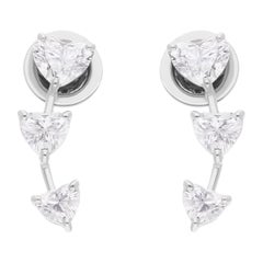 Orecchini con diamante a forma di cuore da 1,88 carati SI Clarity HI Color in oro bianco 14 carati