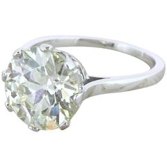 Art Deco 4.12 Carat Old European Cut Diamond Engagement Ring