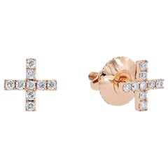 Diamond X Studs Earrings 14k Solid Gold Minimalist Studs Anniversary Ear Studs.