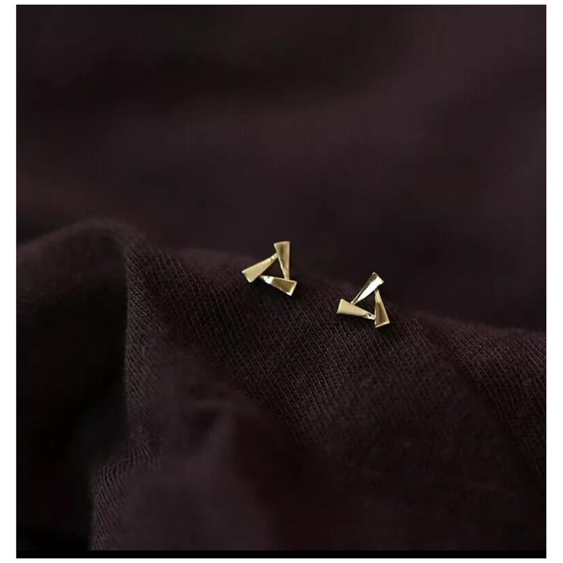 14K Solid Gold Geometric Triangle Windmill Earrings Simple Jewelry Party Gift.