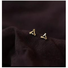 Pendientes Geométricos Triángulo Molinete de Oro Macizo de 14K Joyería Sencilla Regalo de Fiesta.