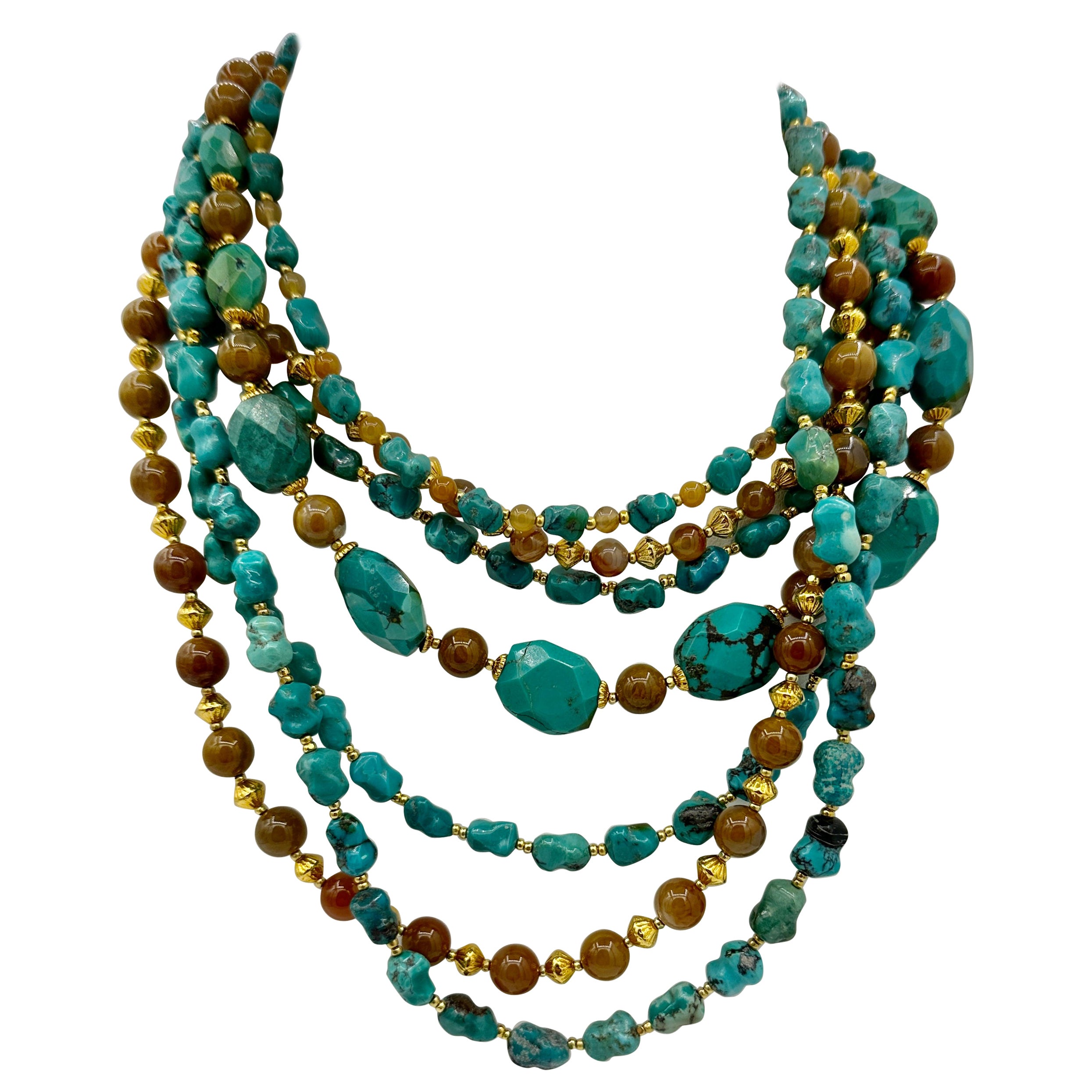 Jose and Maria Barrera Necklace from Estate of Writer Jackie Collins Turquoise For Sale