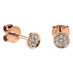 Mini pendientes de oro macizo de 14 quilates con diamantes Joyas para mujer Navidad.