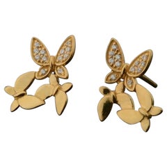 Butterfly Tiny Stud Earrings 14k Solid Gold Diamond Designer Wedding Jewelry