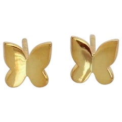 14k Solid Gold Butterfly Earrings Gold Body Piercing Insect Nose Ear Jewelry.