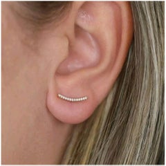 14K Solid Gold Diamond Earrings Mini Earring Cuffs Christmas Gift For Women.