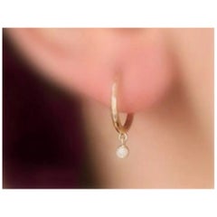 Pendientes de aro de diamantes de oro de 14 quilates Pendientes colgantes de diamantes Regalo de boda para mujer