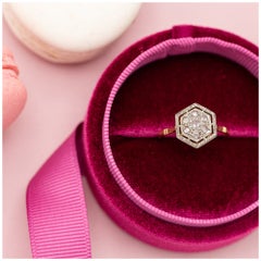 Vintage 18 karat French Art Deco ring - natural Rose cut diamonds - 1920's engagement