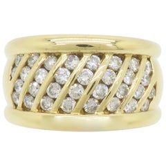 18 Karat breiter Gelbgold Diamantband-Cocktailring