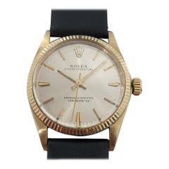 Midsize Rolex Oyster Perpetual 6551 14k Gold Automatic 1960s Vintage RA276