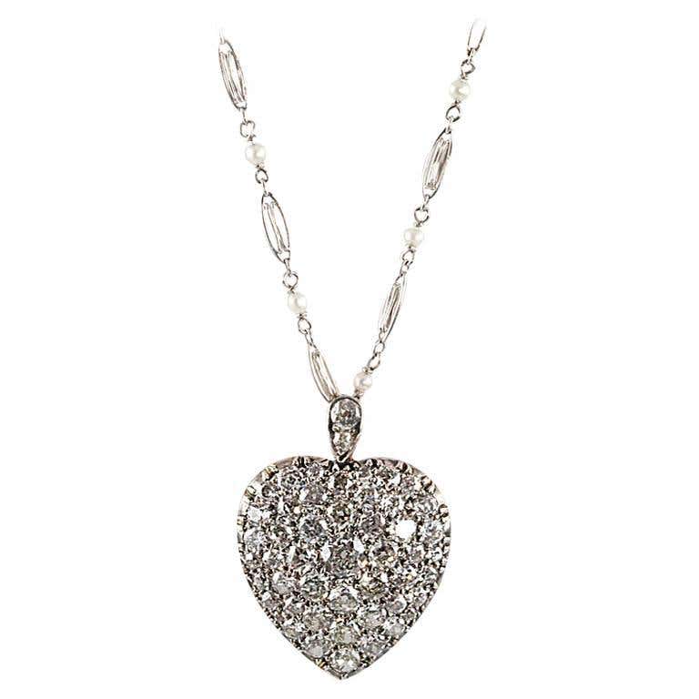 Platinum chain with diamond locket Clearance