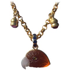 Mandarin Garnet Gold Detachable Parrot Pendant