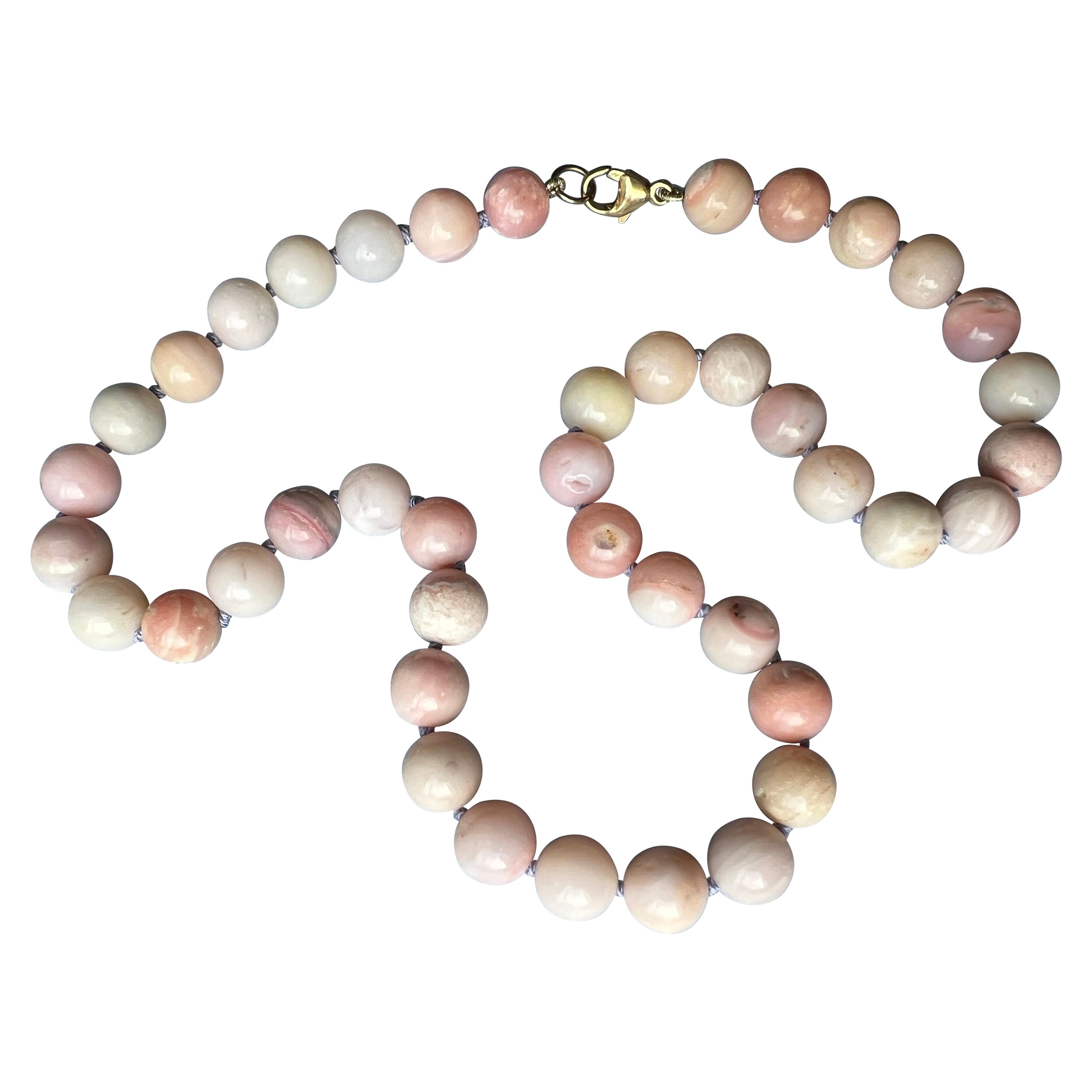 Pink Opal Beaded Necklace Choker Gold Filled
