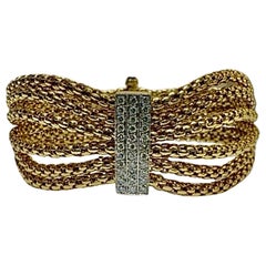 Bracelet manchette en or jaune 18K à plusieurs brins et diamants Fope