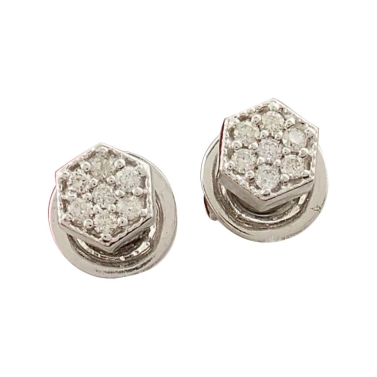 14K White Gold Minimalist Diamond Earrings Women Studs Diamond Jewelry Mini Gift