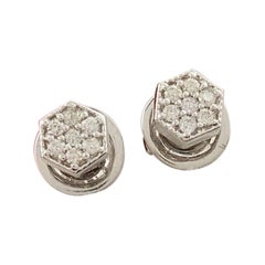 14K White Gold Minimalist Diamond Earrings Women Studs Diamond Jewelry Mini Gift