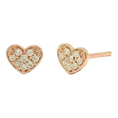 Pendientes de oro amarillo de 14 quilates con forma de corazón para mujer Pendientes de diamantes naturales.
