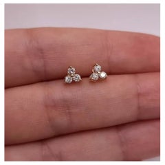 Diamant-Ohrstecker Echt Diamant 14K Gold Ohrstecker 3 Stein Diamant Ohrringe Trio.