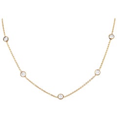 Antique 18K Yellow Gold 2.50ct Diamond Station Necklace