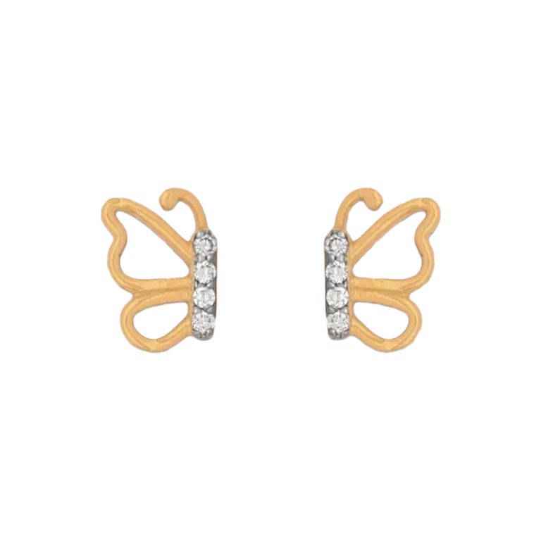 14K Solid Gold Butterfly Studs Dainty Butterfly Ear Studs Gold Cute Earrings.