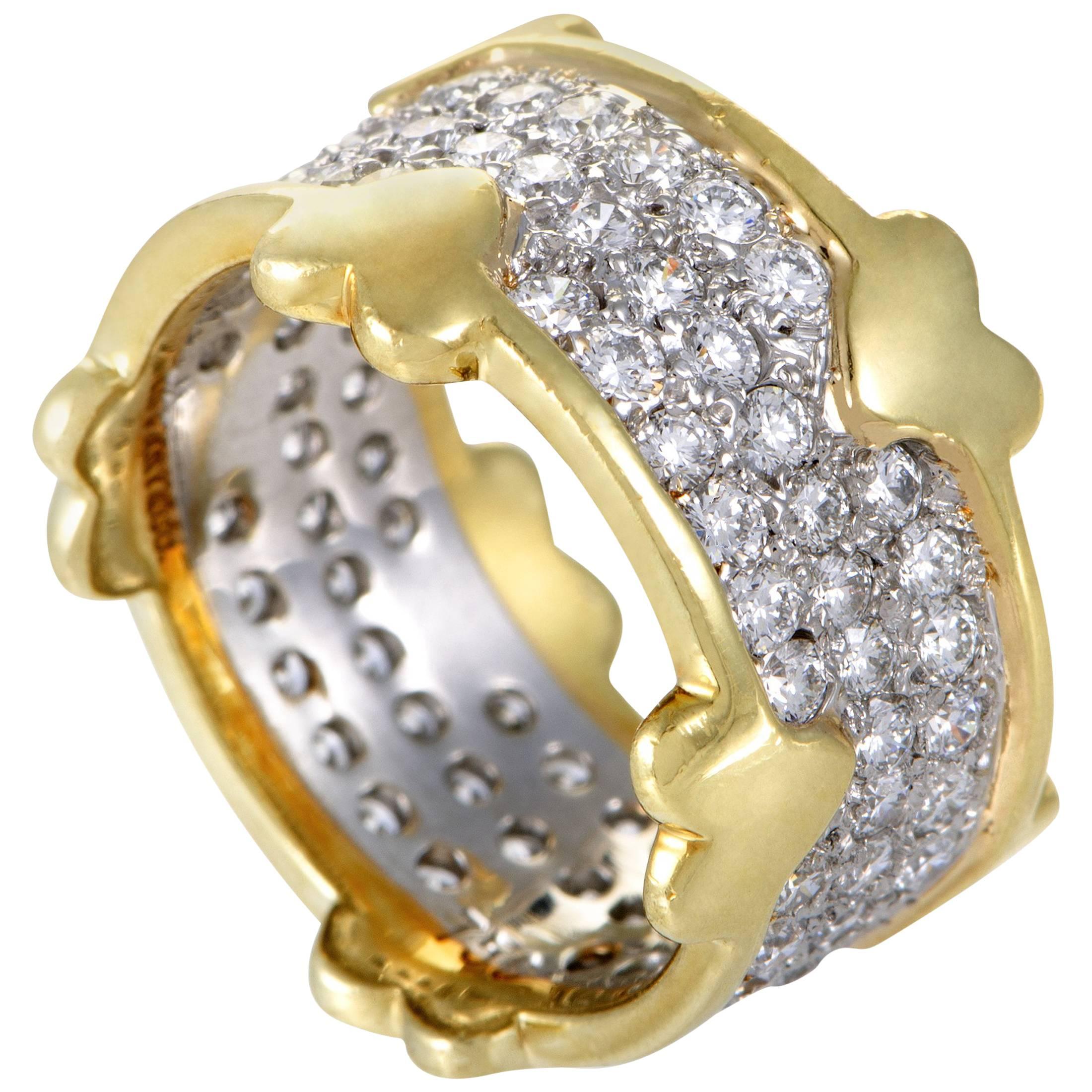 Tiffany & Co. Schlumberger Diamond Pave Gold Band Ring