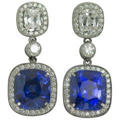 Magnificent Sapphire Platinum Earrings