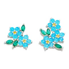 Forget me know flower earrings studs in 14k gold