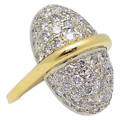 1970s Unusual Diamond Pave Gold Ring 7