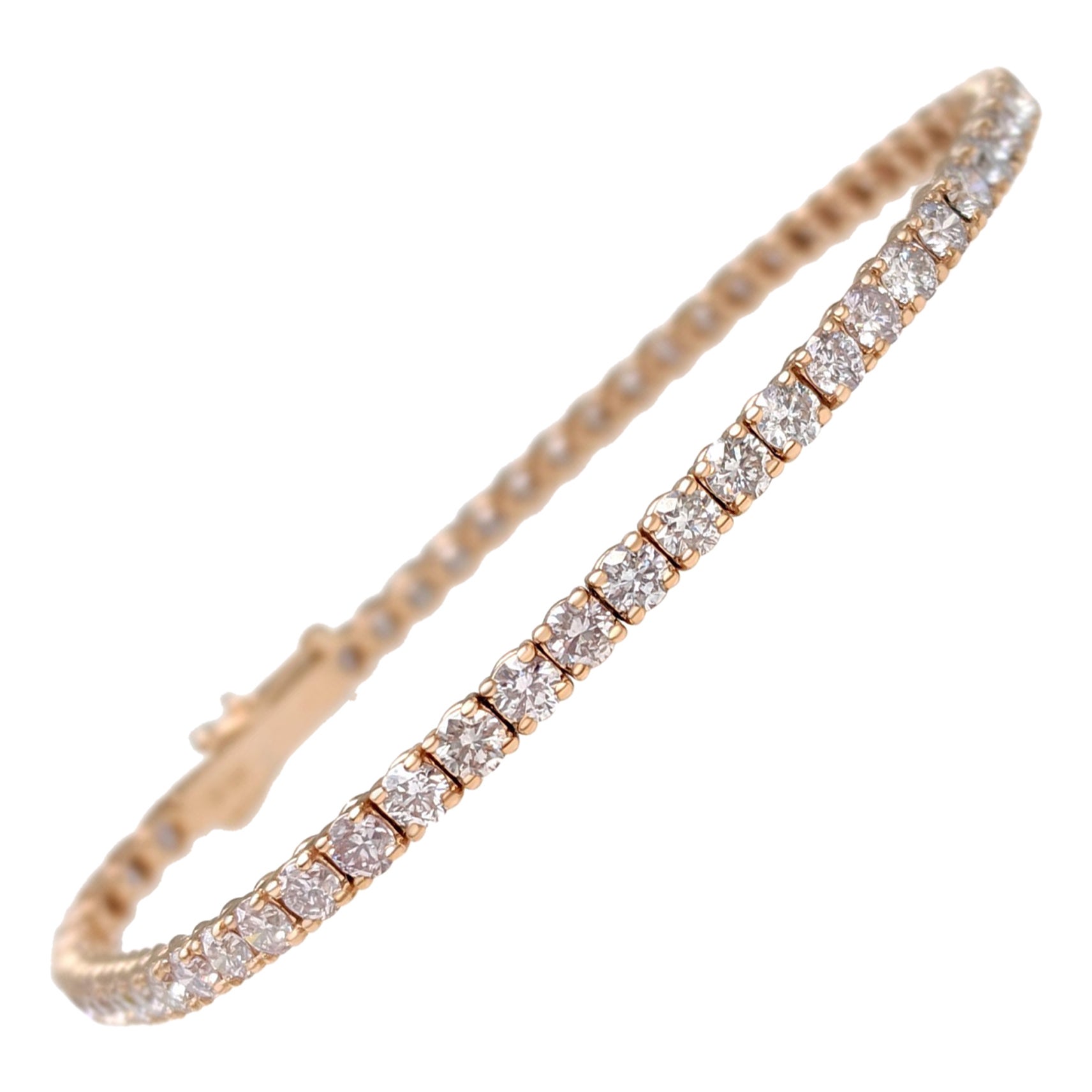 NESSUNA RISERVA! - Bracciale Tennis in oro rosa 14K con diamanti rosa da 6,18 carati in vendita