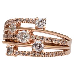 NO RESERVE! - 0.80 Carat Pink Diamonds - 14K Rose Gold - Ring