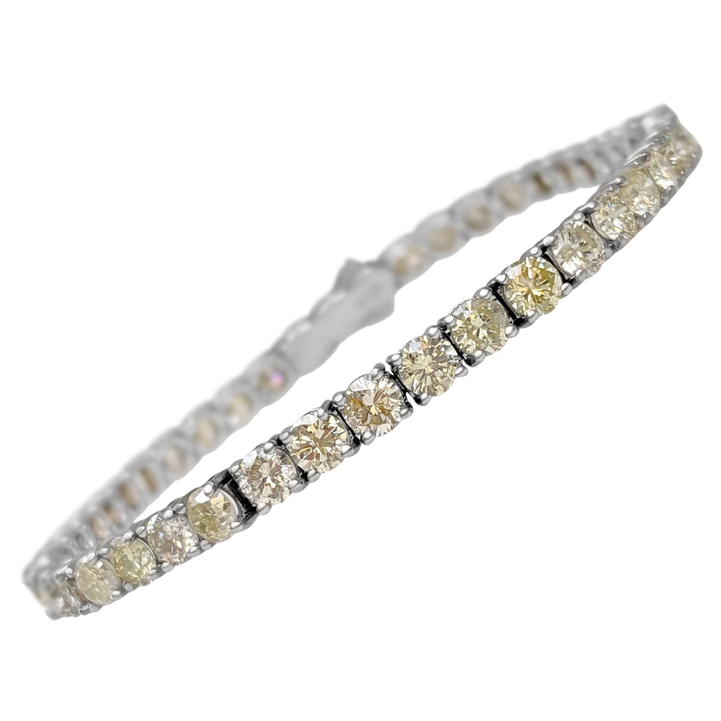 NO RESERVE! - 9,41Ct Ausgefallenes Diamant-Tennis-Armband aus 14K Weißgold
