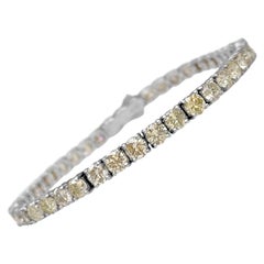 NO RESERVE! - 9.41Ct Fancy Diamond Tennis 14K White Gold Bracelet