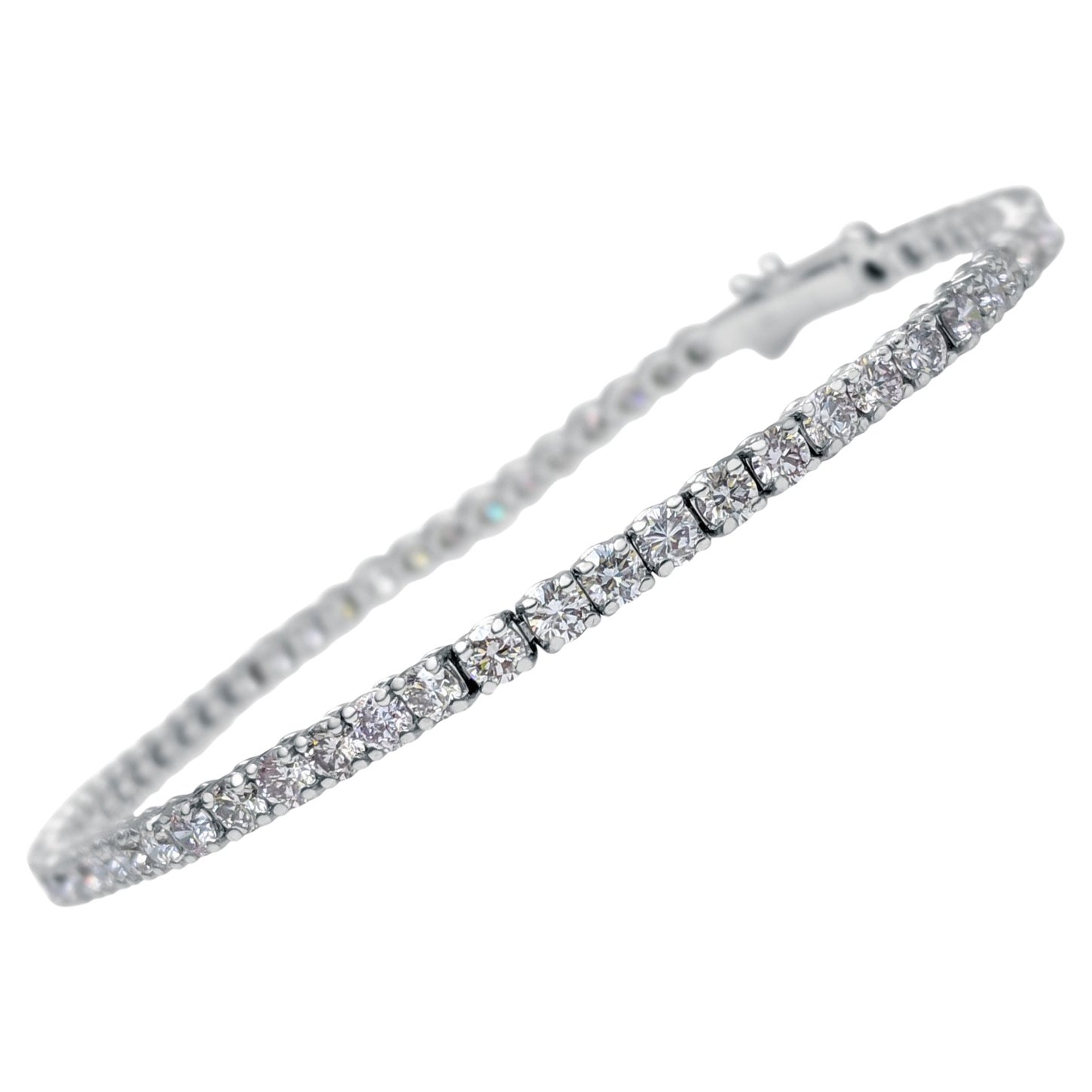 NESSUNA RISERVA! - Bracciale Tennis in oro bianco 14K con diamanti rosa da 4,50 carati
