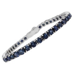 ¡SIN RESERVA! - 10,60 ct. tw. Pulsera Tenis Zafiro Oro Blanco 14K