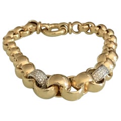 14ct Gold Bracelet with Two Pave Diamond Links