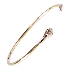 White Diamond Serepent Bangle Bracelet Ruby 14k Gold