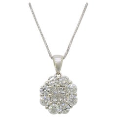 Cluster Pendant made with 1.60CTW of Diamonds in 14k White Gold