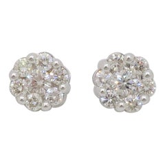 Diamond Cluster Floral Stud Earrings