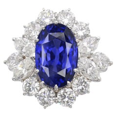 Bague saphir bleu ovale Sri-Lanka Ceylan certifié GIA de 5,72 carats