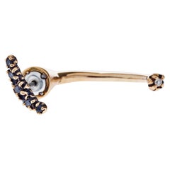 Black Diamond White Diamond Earring Piercing Solid Gold