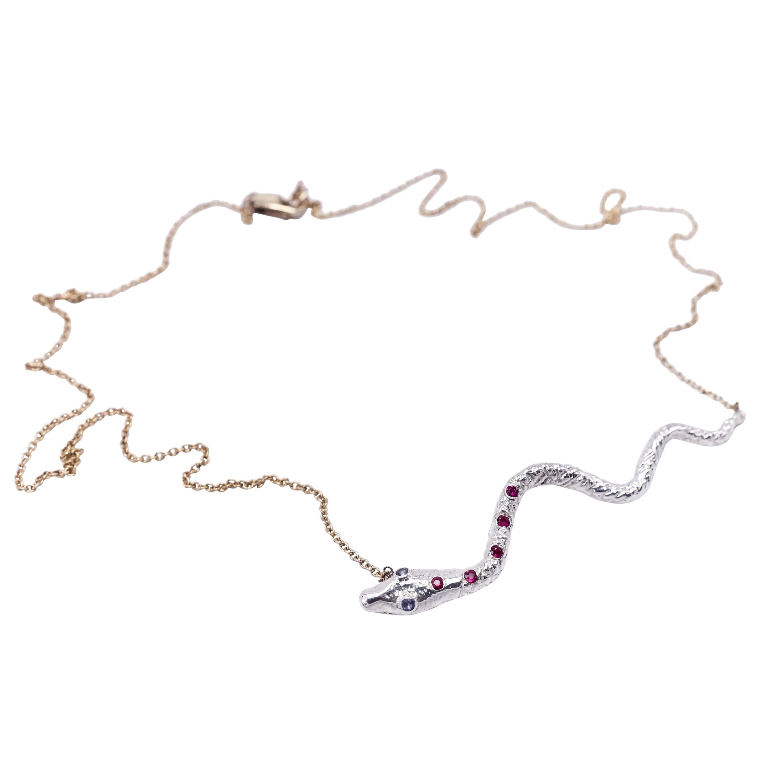 Ruby Iolite Snake Choker Chain Necklace J Dauphin