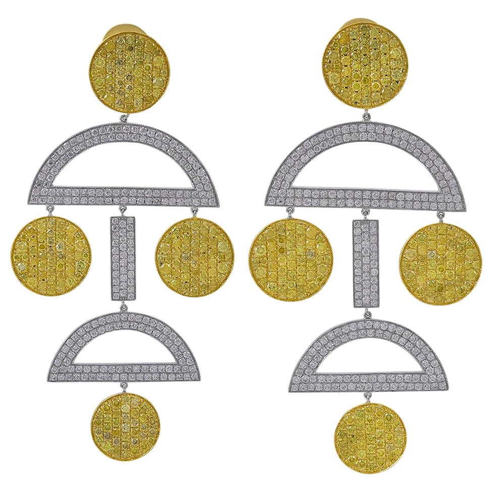 Sophia D, White and Yellow Diamond Earrings
