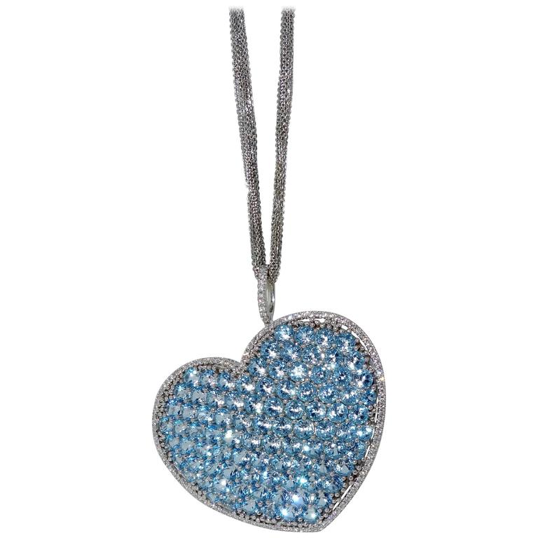 Large Topaz Diamond Gold heart pendant at 1stDibs