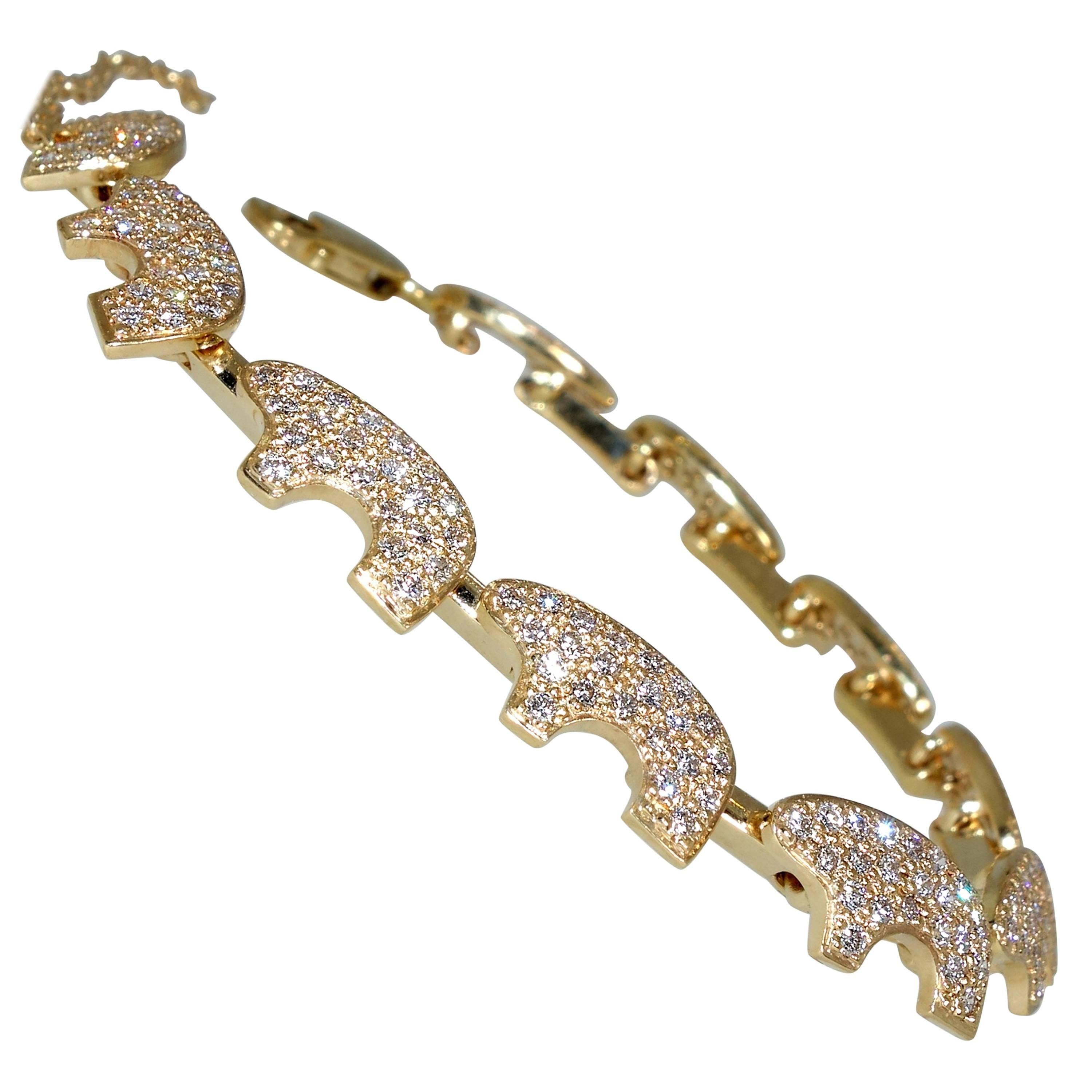 Diamond Pave Bear Motif Gold Bracelet